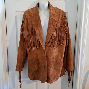 Global identity fringe leather vintage jacket